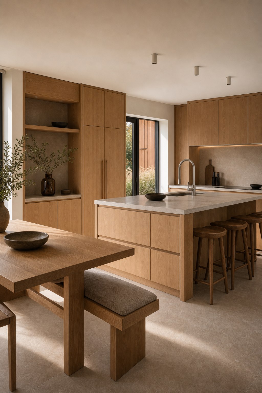 Keuken en maatmeubilair in hout voor een woning